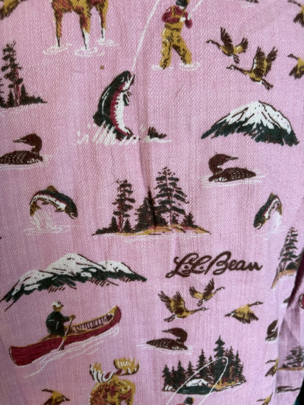L.L. Bean Pink Nature inspired Print Half-Zip Pullover - Picture 6 of 16